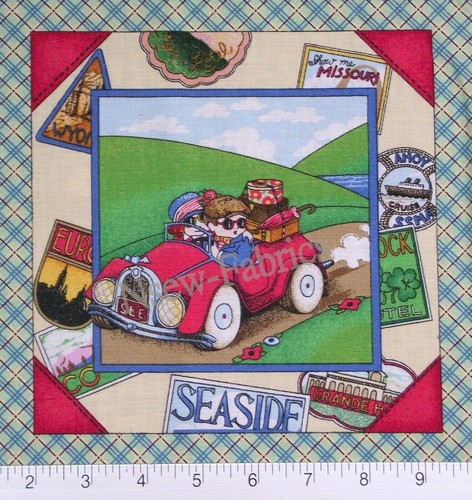 Mary Engelbreit Fabric Retro Travel Vacation Patchwork Quilt Block Coordinate LG - Picture 1 of 7