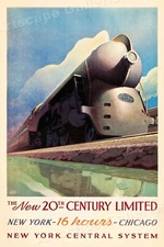 New York Central Line 20th Century Limited Vintage Railroad Travel Poster  16x24