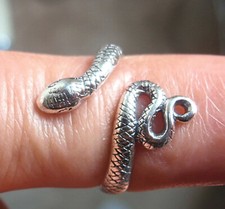 Snake Ring 925 Sterling Silver with Authentic Looking Snake Skin Sizes 6 to 8.5
