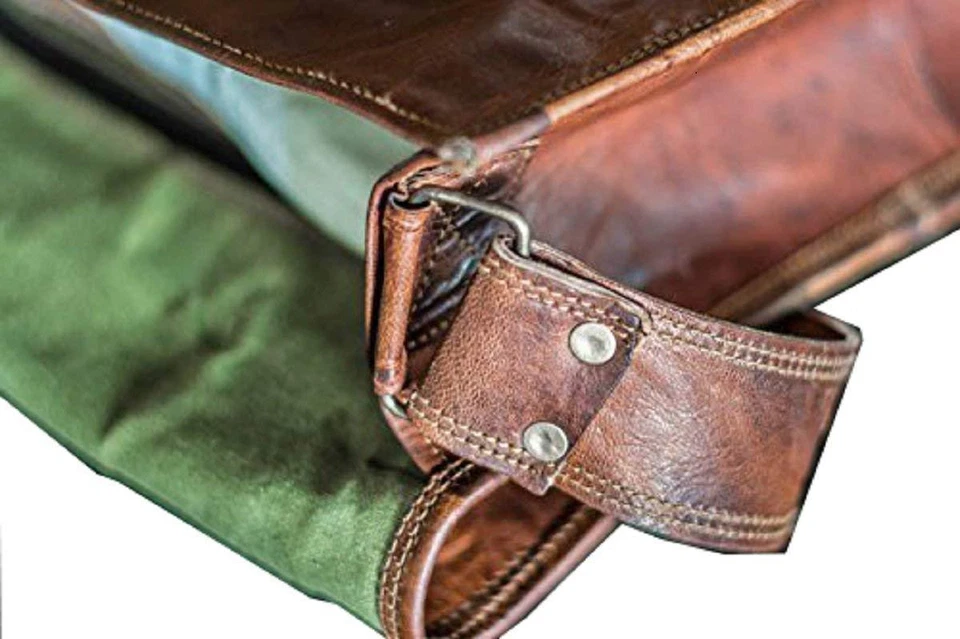 Borsa a tracolla da uomo in vera pelle 18" vintage per laptop messenger fatta... - Immagine 4 di 4