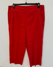 Chico's Pull On Linen Blend Red Wide Leg Pants Size 3 / 16 Petite