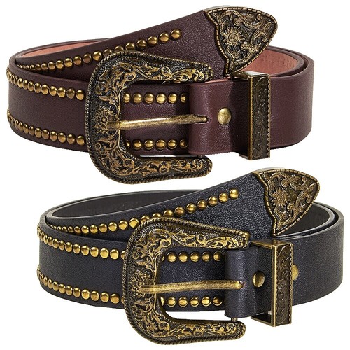 9825 Women\'s Cowboy Belts Floral Country Leather Waist Belt For Jeans Women main image 2