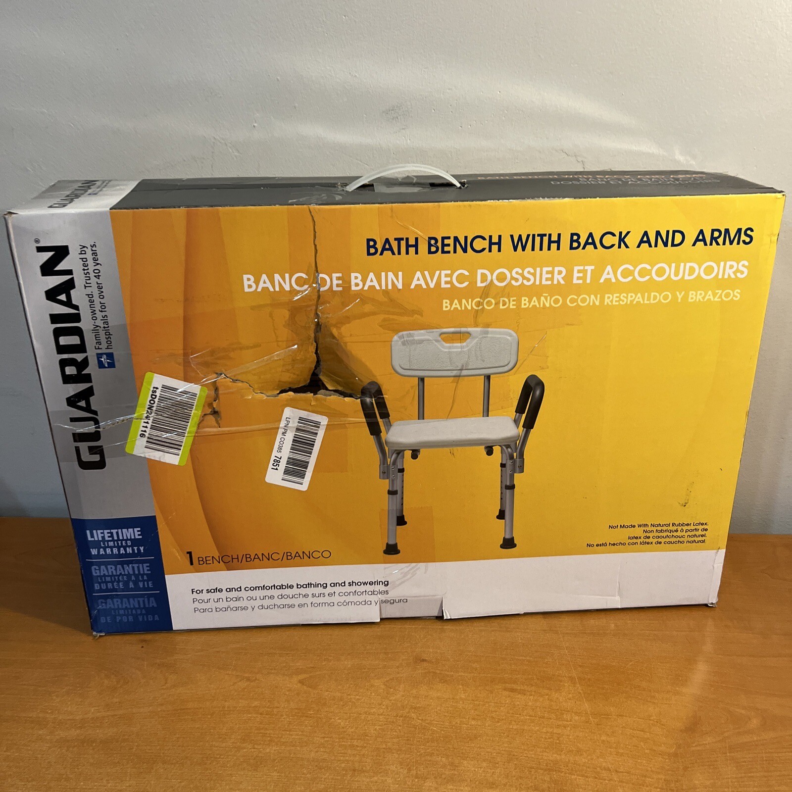 Shower Chair Seat with Padded Armrests and Back Medline 884389161664