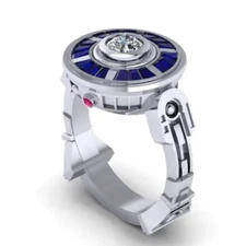 R2-D2 Star Wars Droid Ring Band Movies Jewelry Jedi Robot UFO