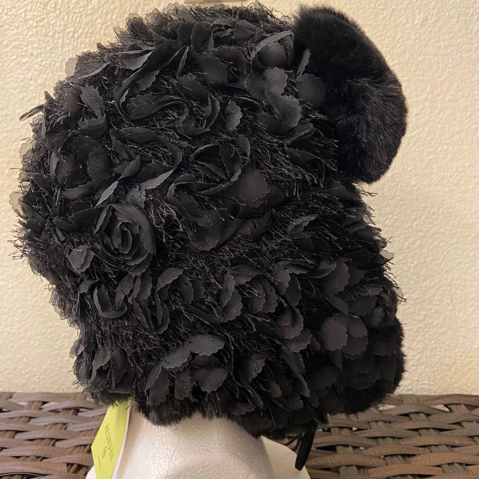 Sombrero Heurueh Trampero Flor Apliques Suave Imitación Piel Borde Imitación Gamuza Corbata Foto 3 de 4