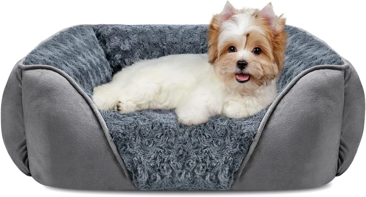 Dog Bed Rectangle 20x19x6" Soft Washable, Orthopedic Durable Pet Cuddler, Bx8