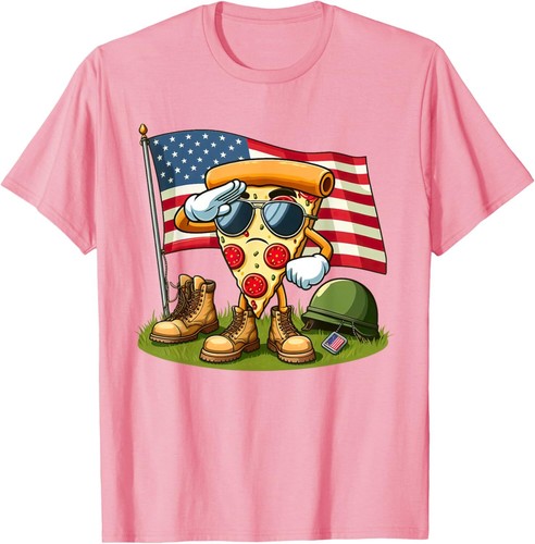 Salute Pizza American USA Flag Memorial Day 4th of July T-Shirt Hoodie - Picture 12 of 13