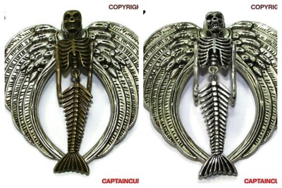 steampunk gold silver pin badge gothic mermaid siren skeleton angel wings #GA6-7