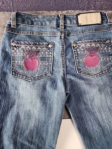 Vintage Teen Girls Apple Bottom Jeans.. Size 12 Straight Leg Style Blue Denim - Picture 7 of 13