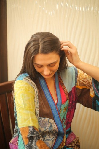 100% Crepe Silk Multicolor Patchwork Kimono Long Night Floral Robe PS PWK1021 - 第 1/11 張圖片