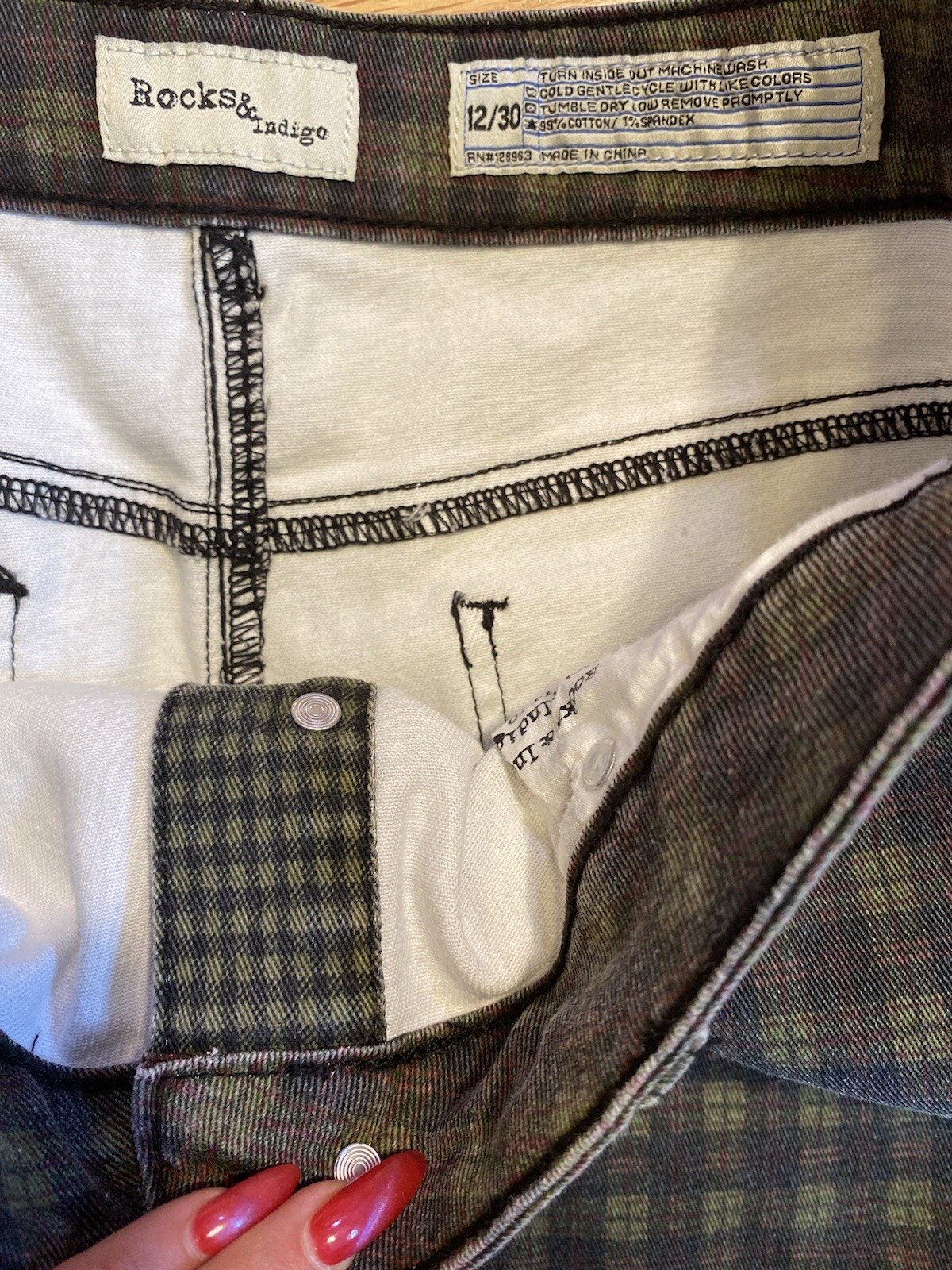 Rocks And Indigo Denim Plaid Patchwork Skirt- Siz… - image 5