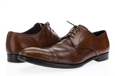 Mens PRADA 165012 Brown Leather Cup Toe Oxfords sz. 7.5 US / UK 7 EE