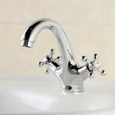 Silver Chrome Brass Single Hole Deck Mount Bathroom Sink Faucet Mixer Tap 2nf271