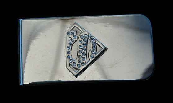 Superman Licensed Money Clip with Crystals in Stainless Steel-image