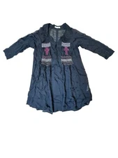 Anthropologie Odd Molly Black Sheer 100% Silk Dress w/ Embroidery Size 1 Small