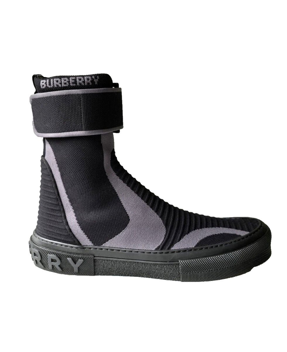 Burberry Black Stretch High-Top Sneakers Size US 10 EUR 43 Sub