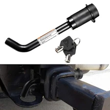 5/8" Bent Trailer Hitch Pin Lock w/ Keys Cover for RV Truck Receiver Hitch Black