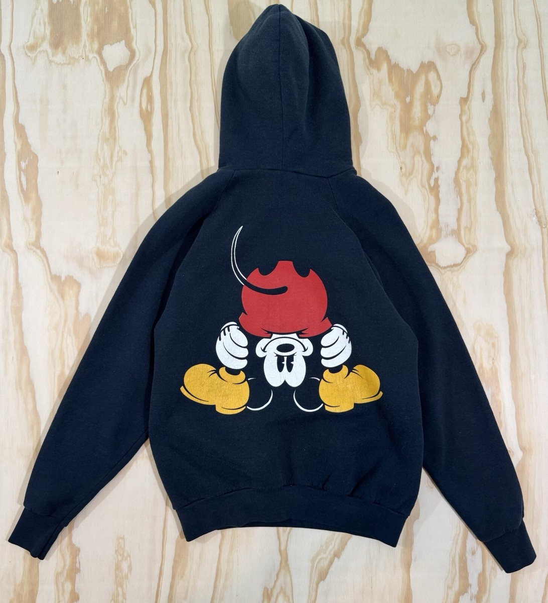 Vtg Disney Mickey Mouse 90s Hoodie Sweatshirt Pullover Black Funny