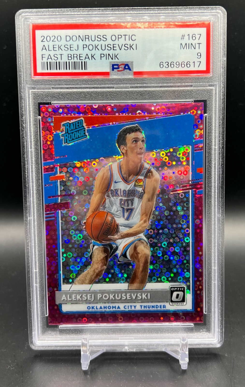 2020-21 Donruss Optic ALEKSEJ POKUSEVSKI Pink Fast Break Disco /20 PSA 9 (POP 1)