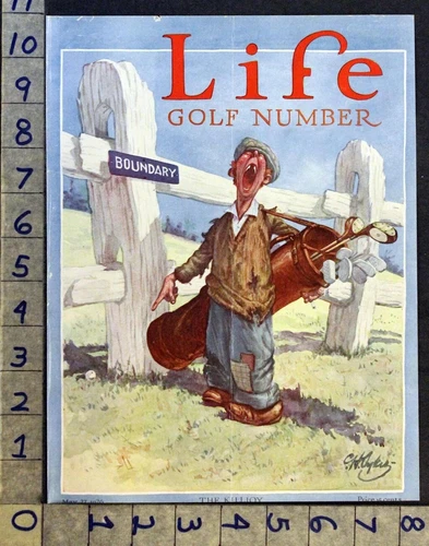 1926 C. H. SYKES SPORT MEN GOLF CADDY OUT OF BOUNDS LIFE ART MAG OVER FC2210 