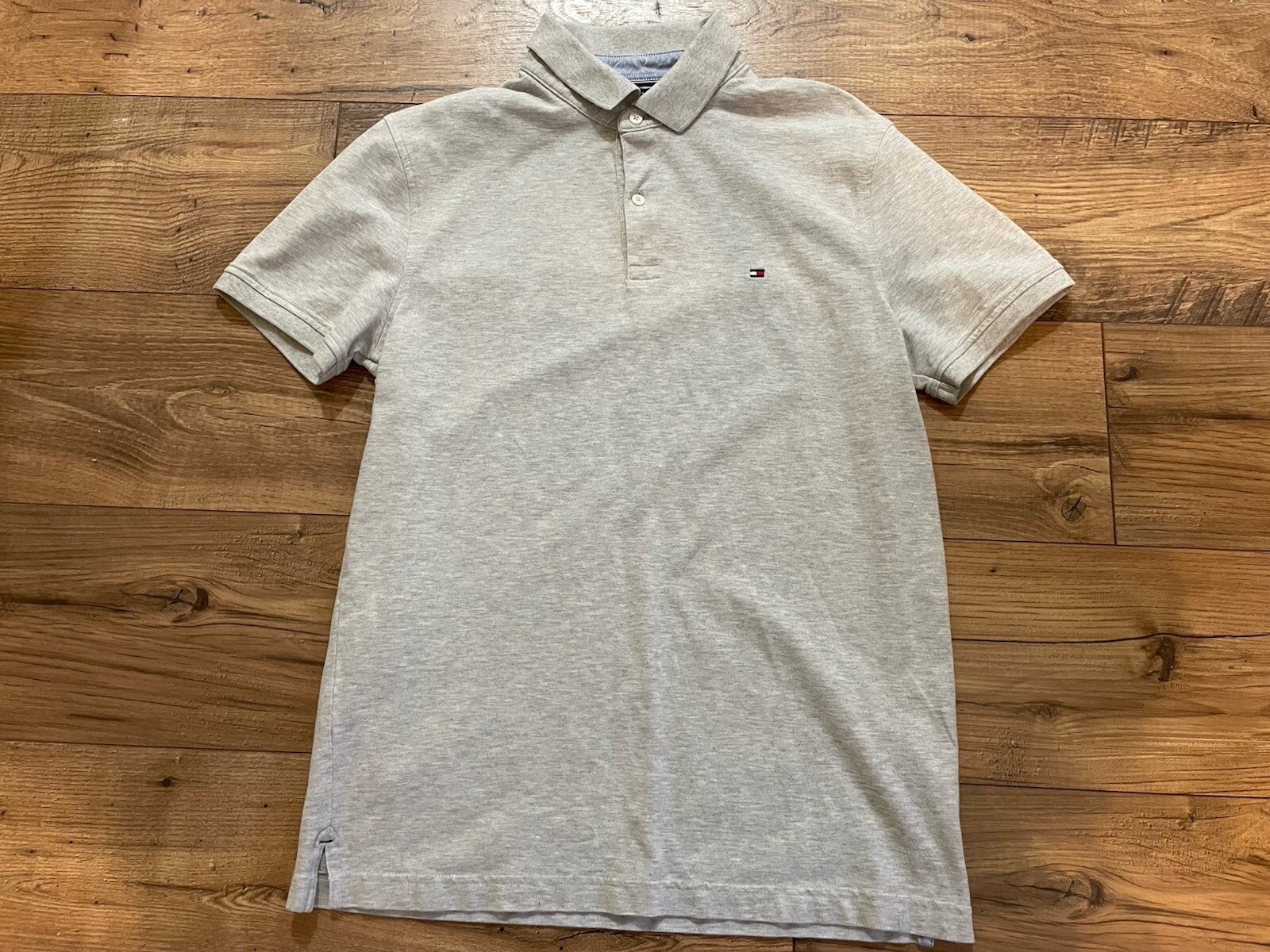 Tommy Hilfiger Polo Casual Slim Fit Breast Logo Gray Size Large