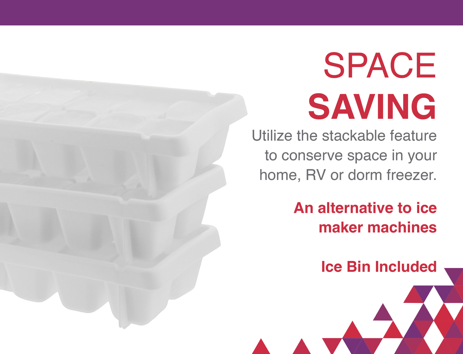 Arrow Home Products Plastic Ice Cube Trays for Freezer, 3 Pack & Ice Bin, White