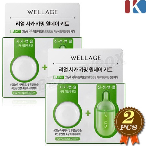 WELLAGE Real Cica Calcing One Day Kit 2 Sets 100 % reine Hyaluronsäure Ampulle - Bild 1 von 20