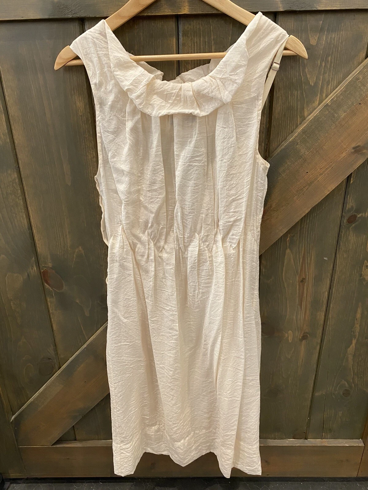 OFF WHITE Abito donna BCBG Maxazria Rnway bianco sporco taglia 8 senza maniche scollo a scoop