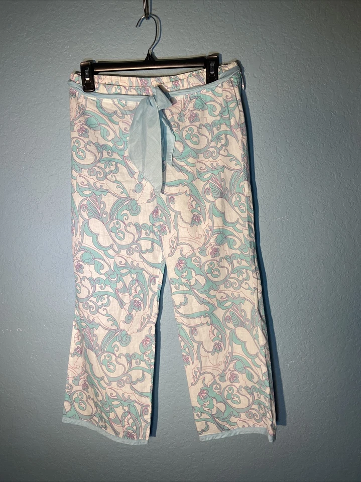 Pantalones de pijama Jodie Lounging púrpura azul estampado floral pierna recta talla pequeña Foto 4 de 4