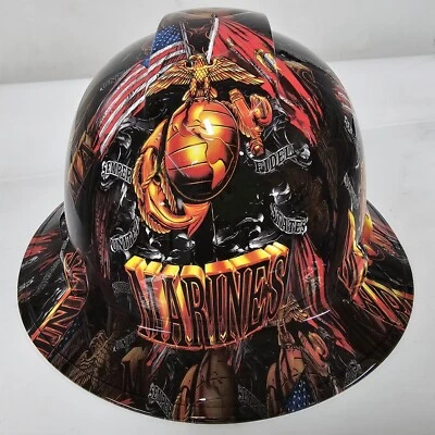 PYRAMEX New Full Brim Hard Hat Custom Hydro Dipped Marines Semper Fi. Free Shipping