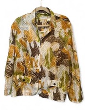 Alfred Dunner Gold Patterned Zip Up Sheer Jacket With Pockets Size 20W