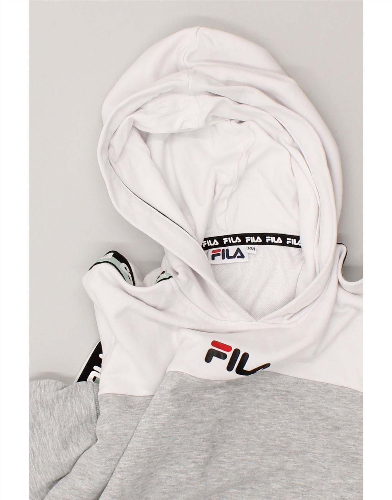 Felpa con cappuccio grafica FILA bambina 13 14 anni grigio colorblock cotone BJ09