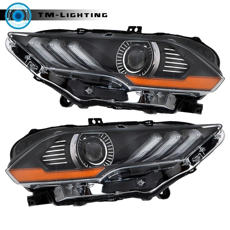 Пара полностью светодиодных прожекторных фар головного света с дневными ходовыми огнями для Ford Mustang 2018-2020 годов выпуска - Изображение 2 из 4