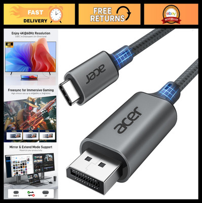 USB C to DisplayPort Cable 6.6FT - 4K@60Hz, Type-C to DP Cord, Thunderbolt 3/4/5