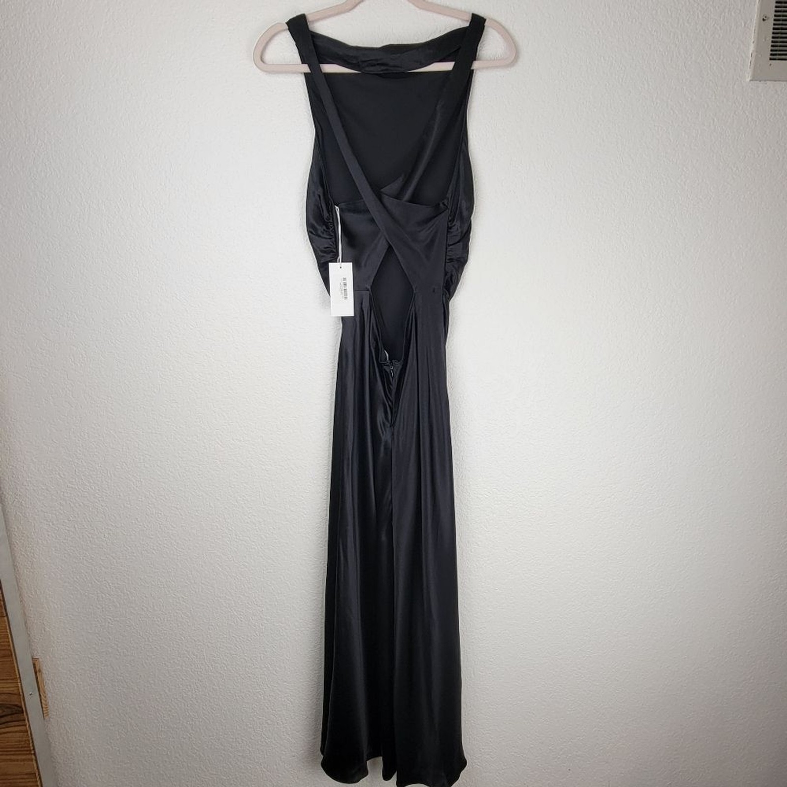 NWT Reformation Casette Silk Dress Black 10 image 8
