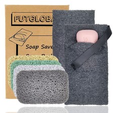 Muulaii Set of 6 Soap Saver and Pouch, Lifting Pads Efficient Draining Bar Ho...