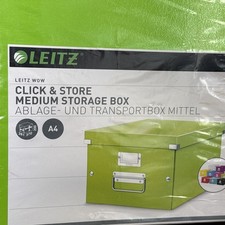 Image of Leitz 60440054 A4 Storage Box, Click and Store Range, Medium, Green, 36.9 x 28.1