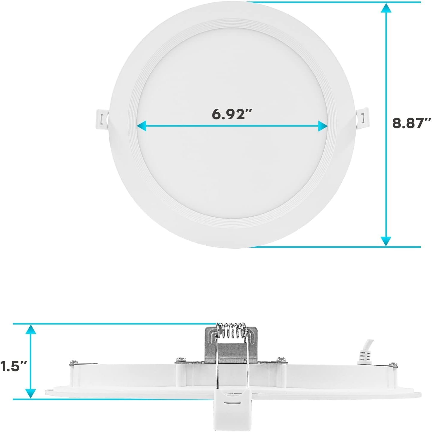 LUXRITE 8" 1800lm Ultra Thin LED Recessed Light 23W 5 Color Dimmable CRI90 S11