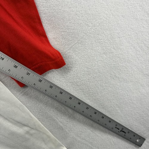 Vintage Blank Shirt mens medium White Red baseball Tee 3/4 Two Tone USA Made 90s - Picture 4 of 8