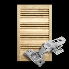 NATURAL or WHITE FRONT DOOR Louvre Cupboard Wardrobe Hinges with Prepared Holes