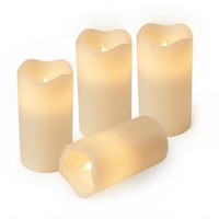 LED Wachs Kerze Creme + Timer 13X7 Cm 4Er Set - Weihnachten Advent Hochzeit Deko