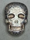 Monarch Hand Poured 2 Troy oz .999 Fine Silver Day of the Dead Cross Sugar Skull