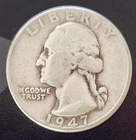 1947-P Washington Quarter 90% Silver 25c US Coin Phila. Mint Circulated Low Ship