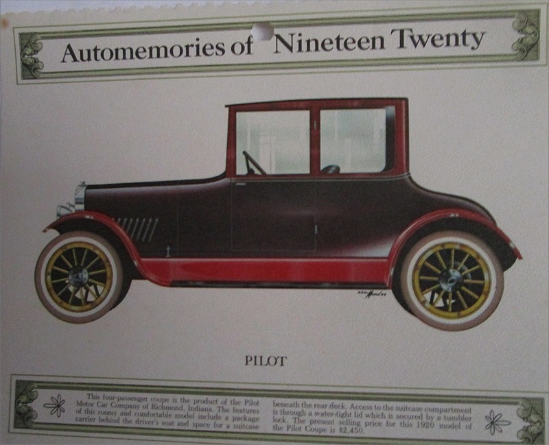 1920 Pilot Coupe calendar car print (brown & orange)