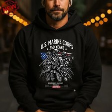 U.S. Marine Corps 250 Years Hoodie   Patriotic Military Hoodie