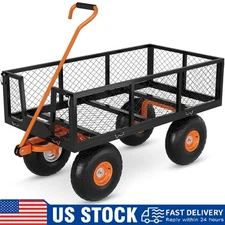 500Lbs Steel Garden Cart, Heavy-Duty Yard Wagons Cart ,Lawn Utility Garden Carts