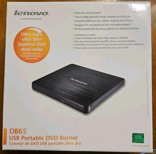 Lenovo Ultra Thin USB Portable DVD Burner. DB65. Brand New.