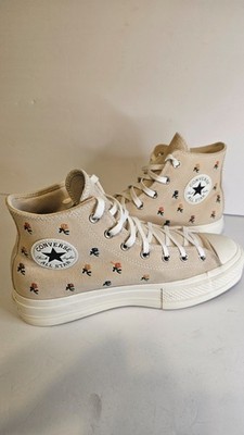 Converse Suede Chuck Taylor All Star Lift Platform High Embroidered Roses Sneake
