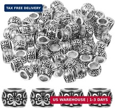 100 PCS Silver Spacer Beads Large Hole Metal Beads Tibetan Alloy Bead Spacers wi