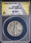 1942 50C Walking Liberty Half Dollar ANACS VF 20 | FS-101 DDO-001